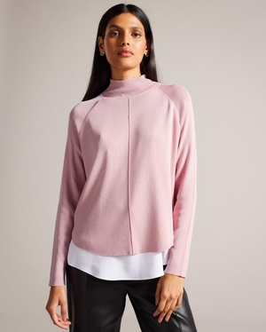 Pull Ted Baker Illusion With Curved Hem Rose Clair Femme | XUD-47720625